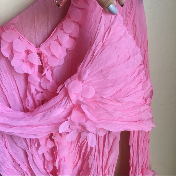 Bubble gum Pink Frilly Petal Button-Up. 🌸 - Picture 2 of 4